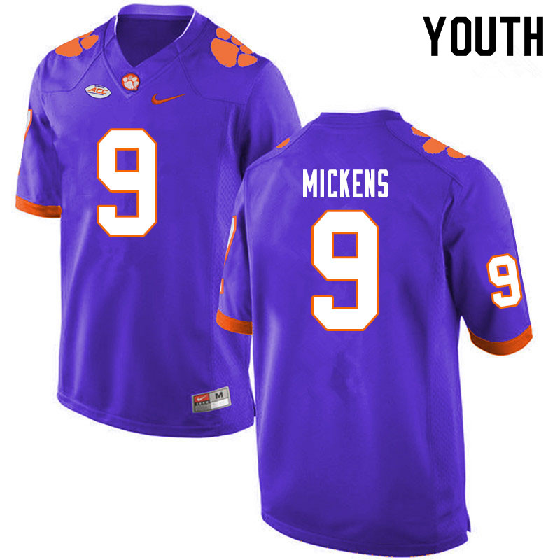 Youth #9 R.J. Mickens Clemson Tigers College Football Jerseys Sale-Purple - Click Image to Close